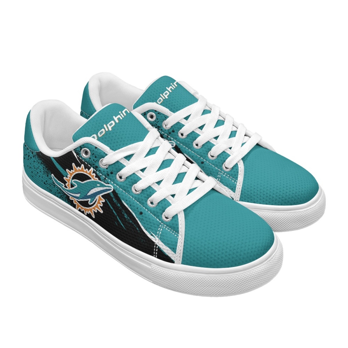 Women's Miami Dolphins Low Top Casual Sneakers/Shoes 001